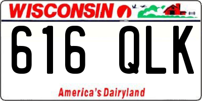 WI license plate 616QLK