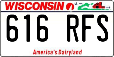 WI license plate 616RFS