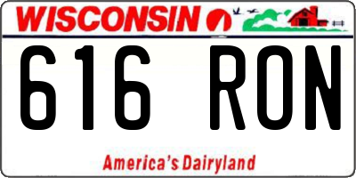 WI license plate 616RON