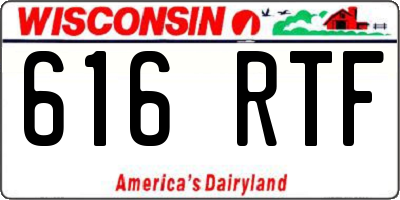 WI license plate 616RTF