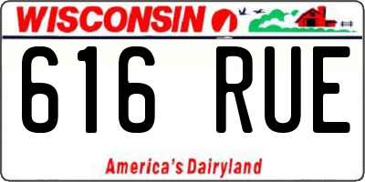 WI license plate 616RUE