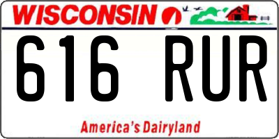 WI license plate 616RUR