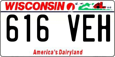 WI license plate 616VEH