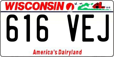WI license plate 616VEJ