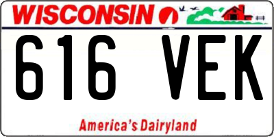 WI license plate 616VEK