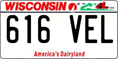 WI license plate 616VEL