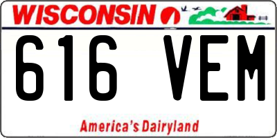 WI license plate 616VEM