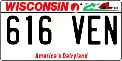 WI license plate 616VEN