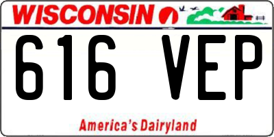 WI license plate 616VEP