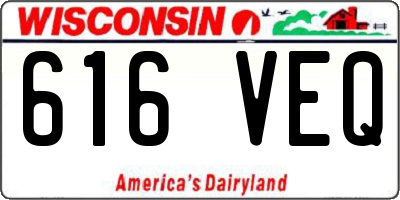 WI license plate 616VEQ