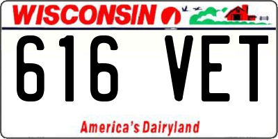 WI license plate 616VET