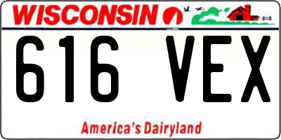 WI license plate 616VEX