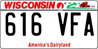 WI license plate 616VFA