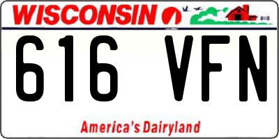 WI license plate 616VFN