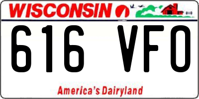 WI license plate 616VFO