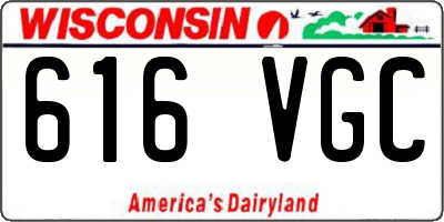 WI license plate 616VGC