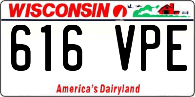 WI license plate 616VPE
