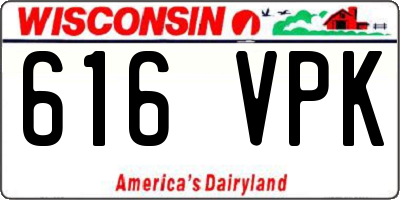 WI license plate 616VPK