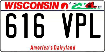 WI license plate 616VPL