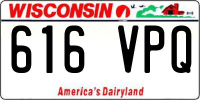 WI license plate 616VPQ