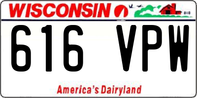 WI license plate 616VPW