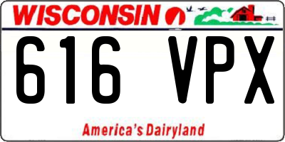 WI license plate 616VPX