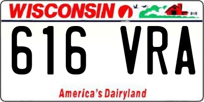 WI license plate 616VRA