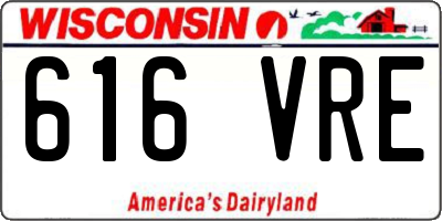 WI license plate 616VRE