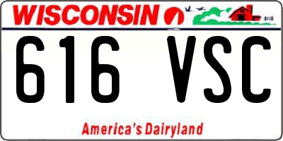 WI license plate 616VSC