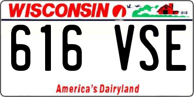 WI license plate 616VSE