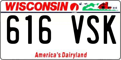 WI license plate 616VSK