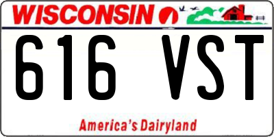 WI license plate 616VST
