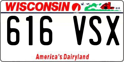 WI license plate 616VSX