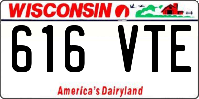 WI license plate 616VTE