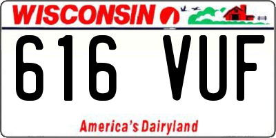 WI license plate 616VUF