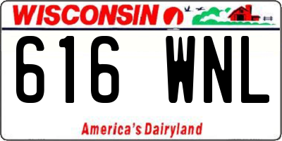 WI license plate 616WNL