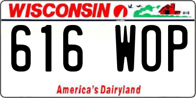 WI license plate 616WOP