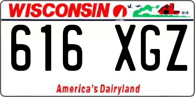 WI license plate 616XGZ