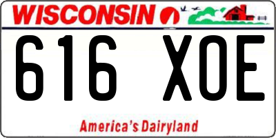 WI license plate 616XOE