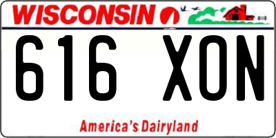 WI license plate 616XON