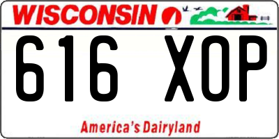 WI license plate 616XOP