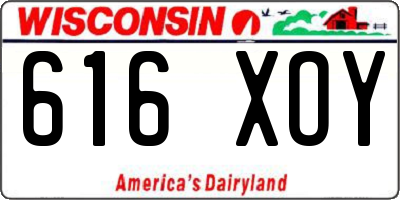 WI license plate 616XOY