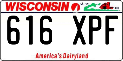 WI license plate 616XPF