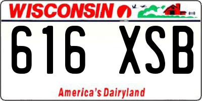 WI license plate 616XSB