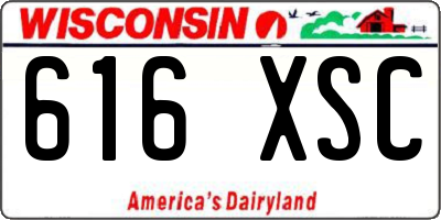WI license plate 616XSC