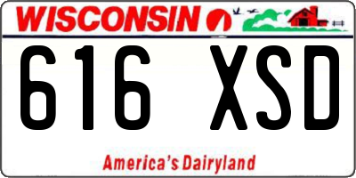 WI license plate 616XSD
