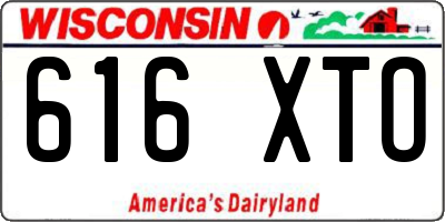 WI license plate 616XTO
