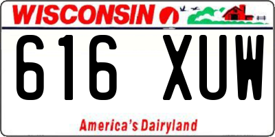 WI license plate 616XUW