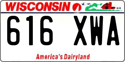 WI license plate 616XWA