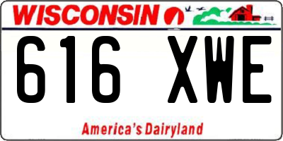 WI license plate 616XWE